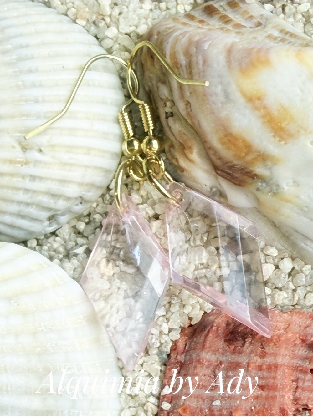 SIMPLE + CUTE Gold‑Hook Pale Pink Crystal Dangle Earrings - Picture 2 of 2